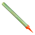Dulceria 915 individual birthday sparkler with holographic green wrap and orange base.