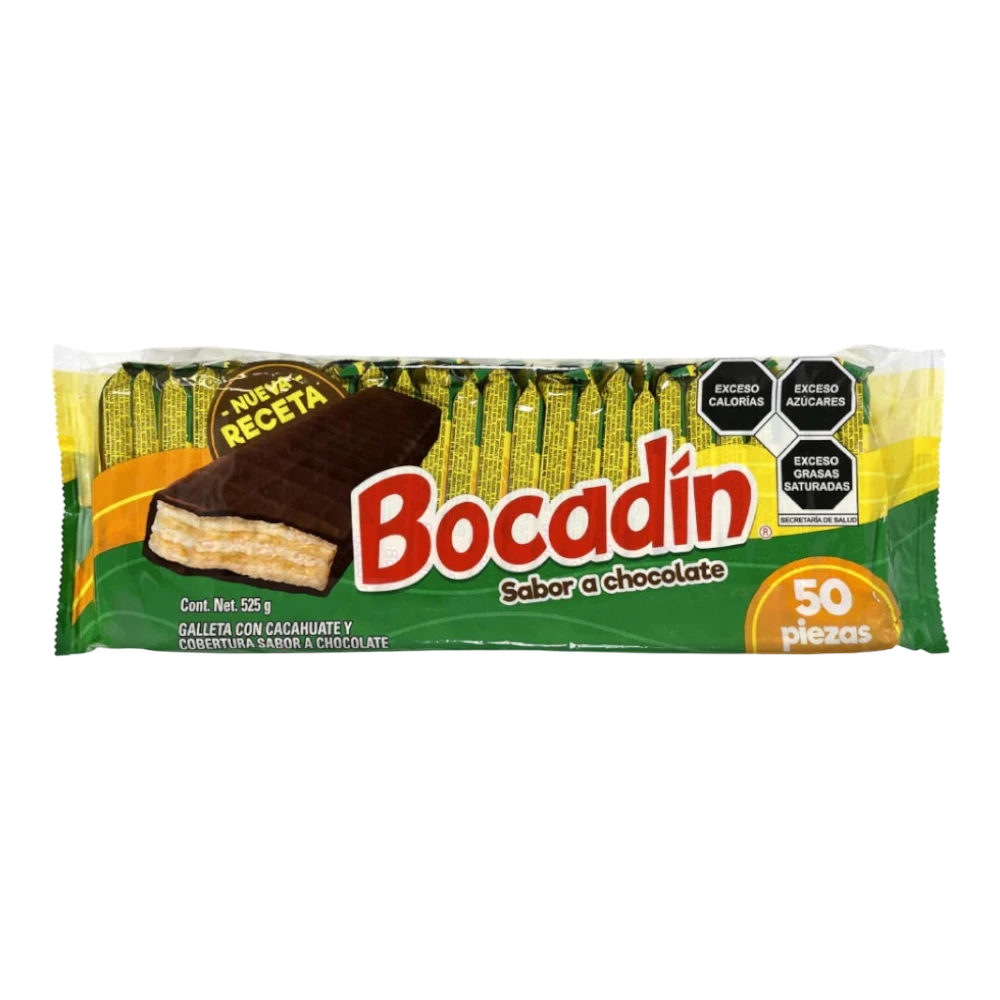 Dulceria 915 Bocadin chocolate covered wafer with peanut butter filling, 50 pieces.