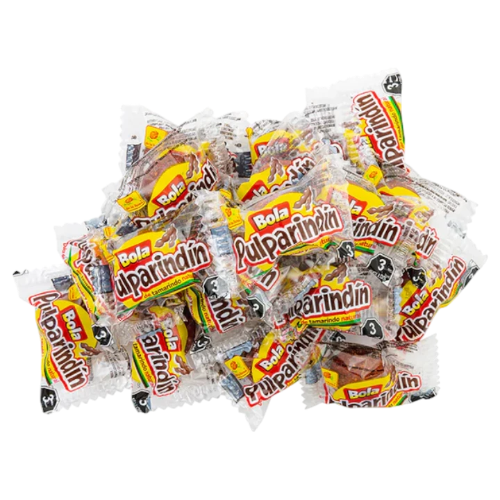 Dulceria 915 Bola Pulparindo tamarind candy with chili, individually wrapped.