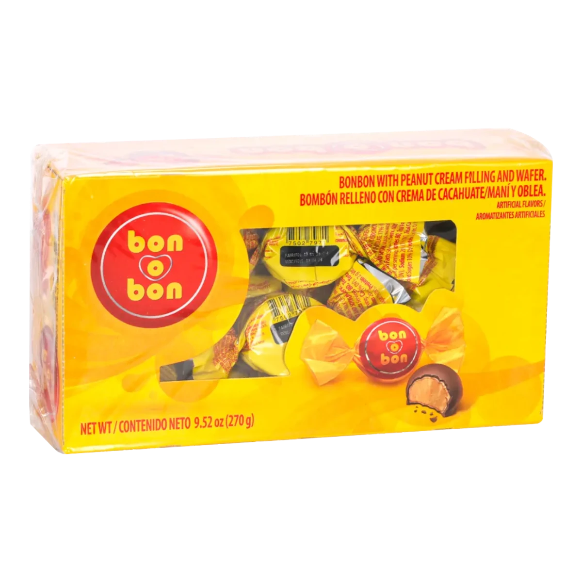 Dulceria 915 Bon o Bon bonbons with peanut cream filling and wafer, 18 count box.