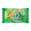 Dulceria 915 Bubbaloo Yerbabuena liquid-filled chewing gum wrapper, green with yellow accents and playful graphics.