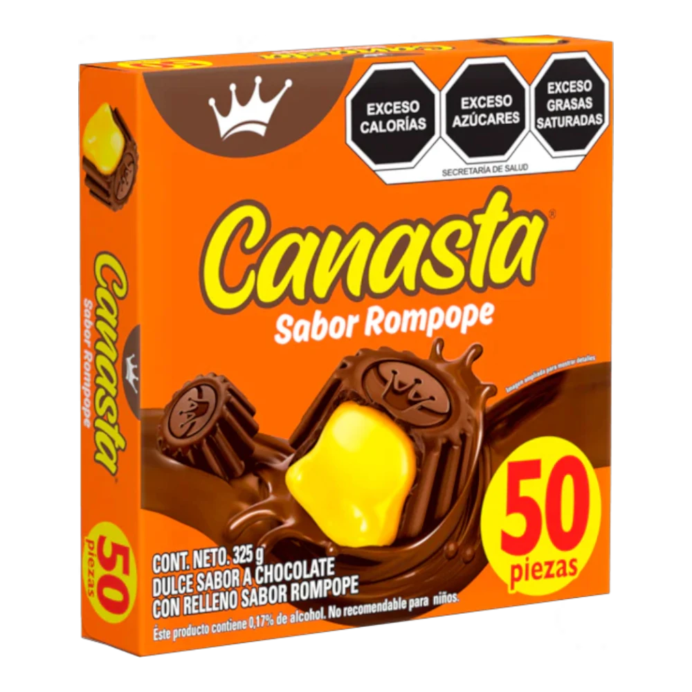 Dulceria 915 La Corona Canasta chocolates with rompope filling, 50 pieces, 325g.