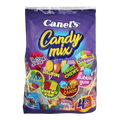 Dulceria 915 Canel's Candy Mix bag featuring cherry sours, jelly beans, lollipops, fruit chews, chewing gum, bubble gum, and hard candy.