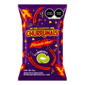 Dulceria 915 Churrumais Flamin' Hot corn snacks with chili and lime seasoning. Crunchy, fiery, tangy, 65g bag.