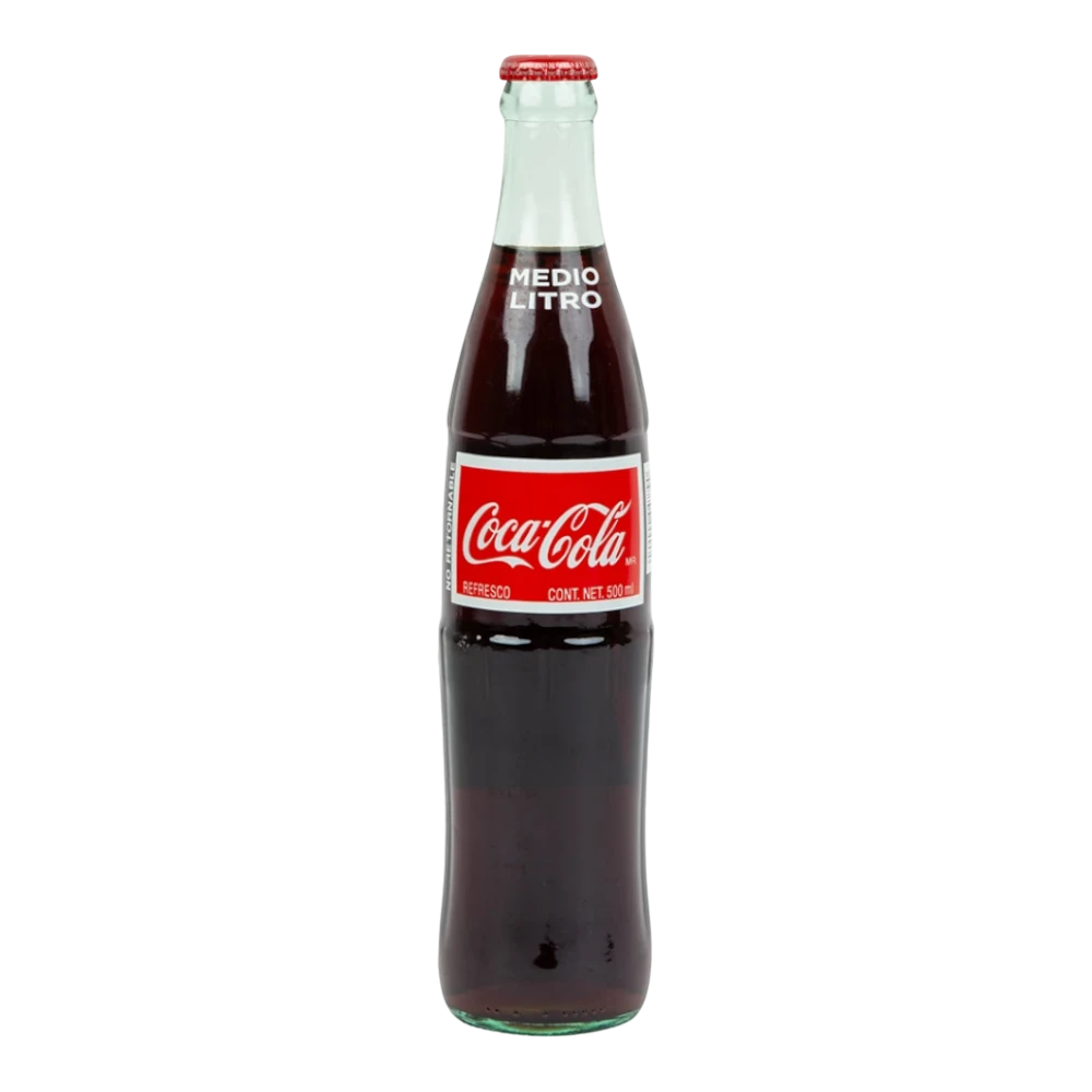 Dulceria 915 Mexican import Coca-Cola soda in a 500ml glass bottle with red label and cap.