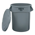 Dulceria 915 gray commercial trash can with lid, made of durable plastic, ideal for kitchens or outdoor use.