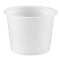 Dulceria 915 1oz translucent white plastic condiment cups for sauces, dips, and samplers. Pack of 125.