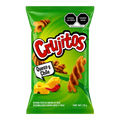 Dulceria 915 Crujitos Queso y Chile corn snacks, 120g bag with cheese and chili pepper imagery.