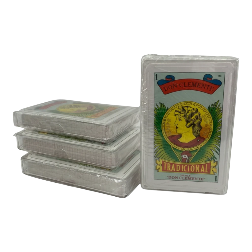 Dulceria 915 Don Clemente Tradicional Spanish playing cards in plastic cases. Set of 40 cards with traditional designs.