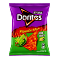 Dulceria 915 Doritos Flamin' Hot Spicy Lemon tortilla chips bag, 68g, with lime and chili imagery.