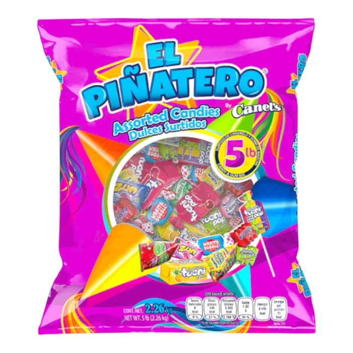 Dulceria 915 El Piñatero assorted candies bag, featuring a piñata design and 5lb weight.