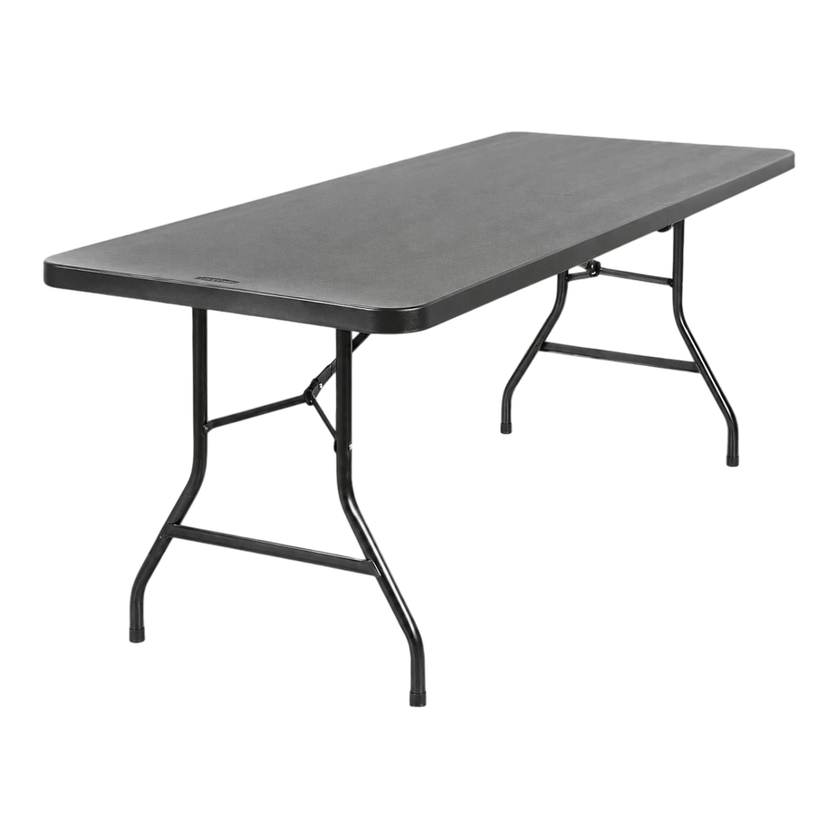 Dulceria 915 6 ft folding resin table with sturdy black steel frame, ideal for events and outdoor gatherings.