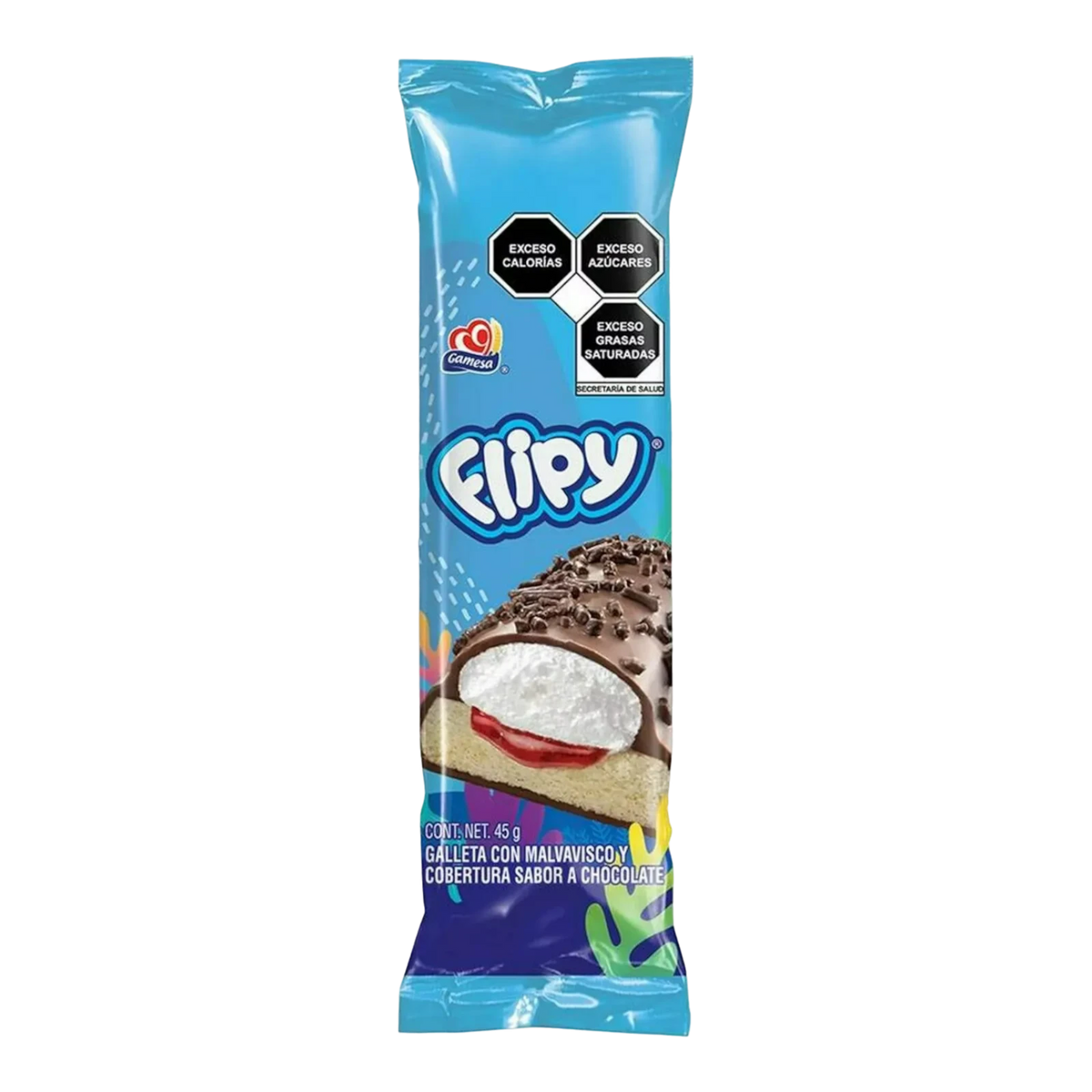 Dulceria 915 Gamesa Flipy Individual: cookie with marshmallow and chocolate coating, 45g