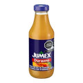 Dulceria 915 Jumex Durazno peach nectar drink in a glass bottle with a blue cap, 413 ml.