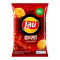 Dulceria 915 Lay's Hot & Spicy potato chips 48g bag with chili pepper graphics and flames.