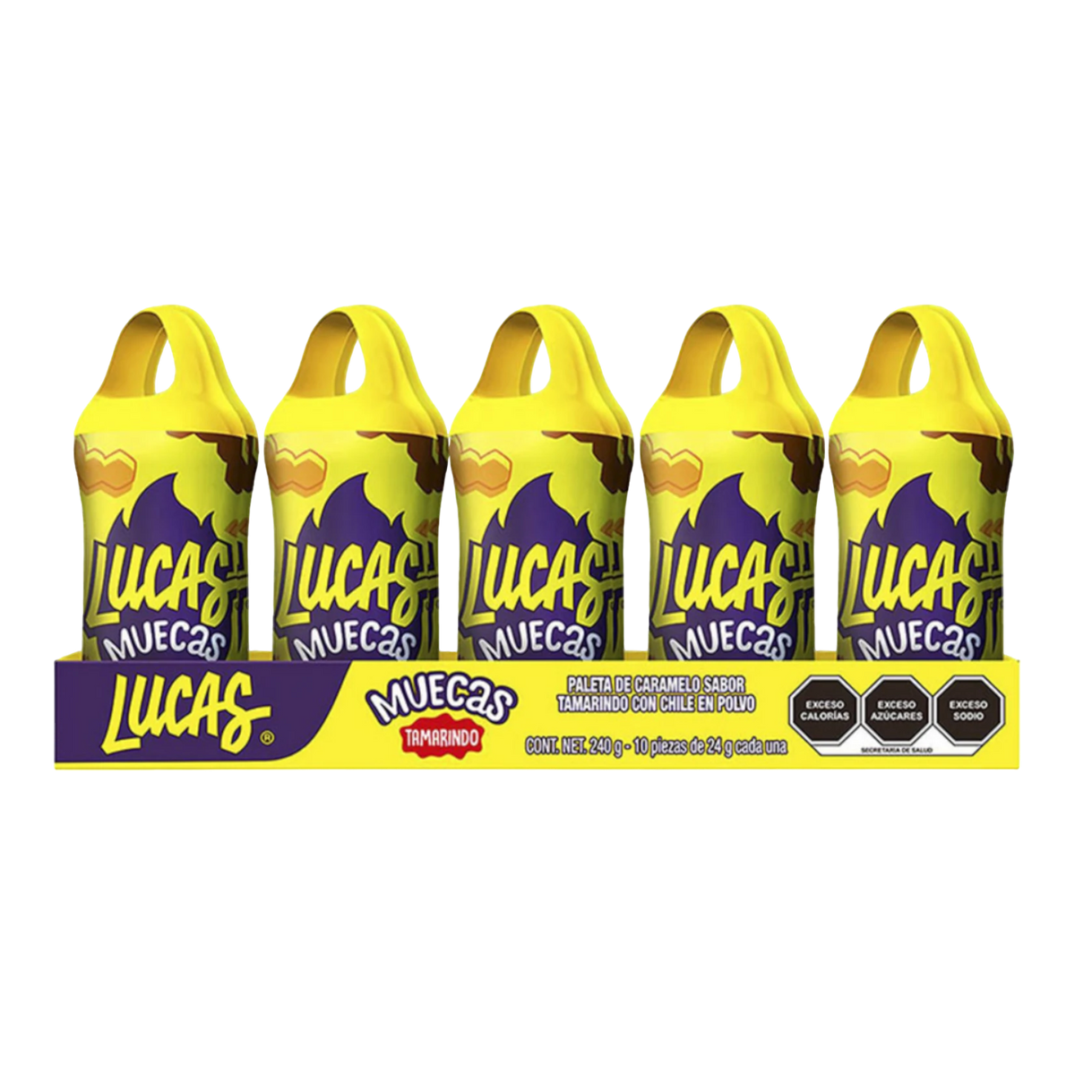 Dulceria 915 Lucas Muecas Tamarindo caramel lollipops with chili powder, 10 pcs.