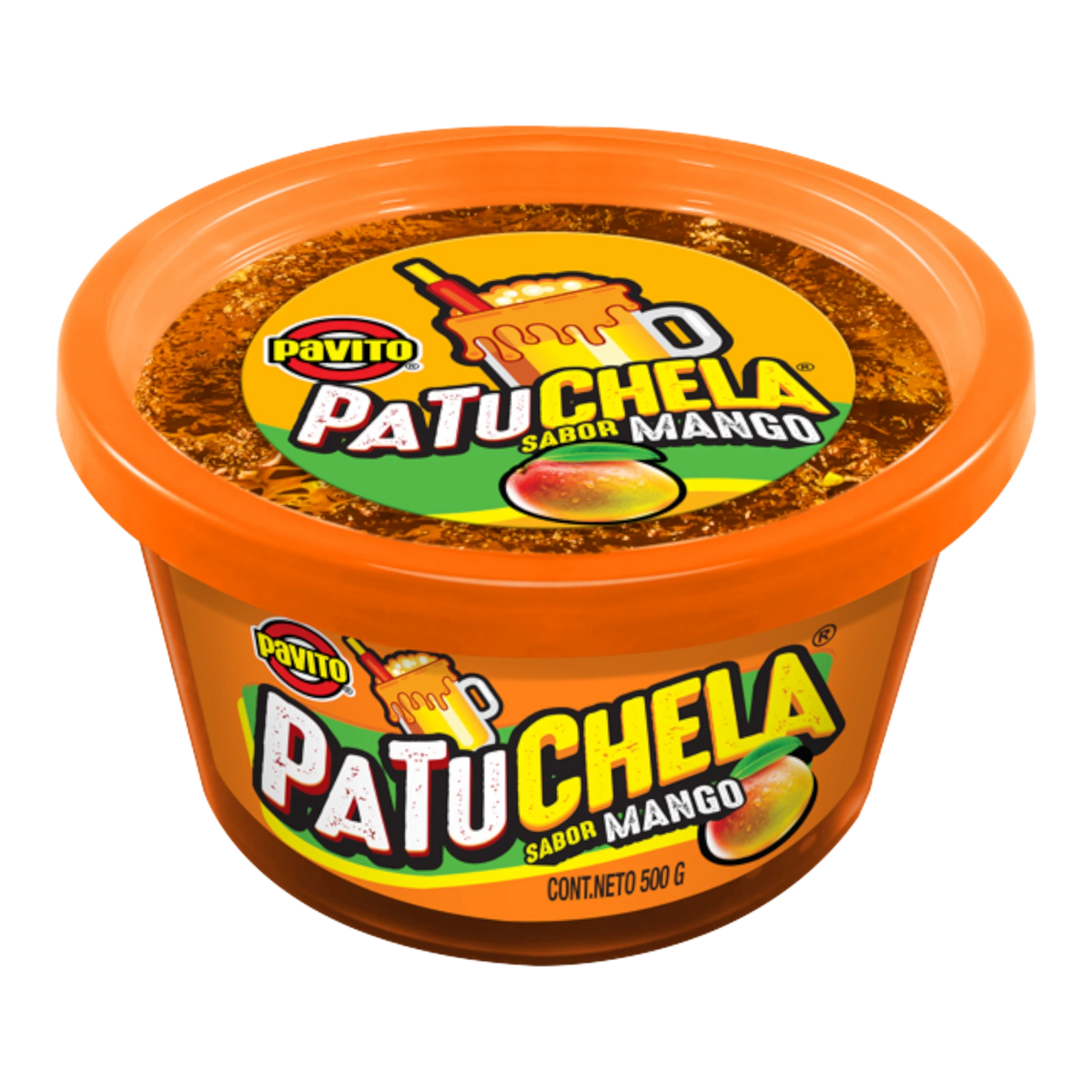 Dulceria 915 Pavito Patuchela Mango Tamarind Candy rim paste for drinks, 500g tub with mango and chile flavor.