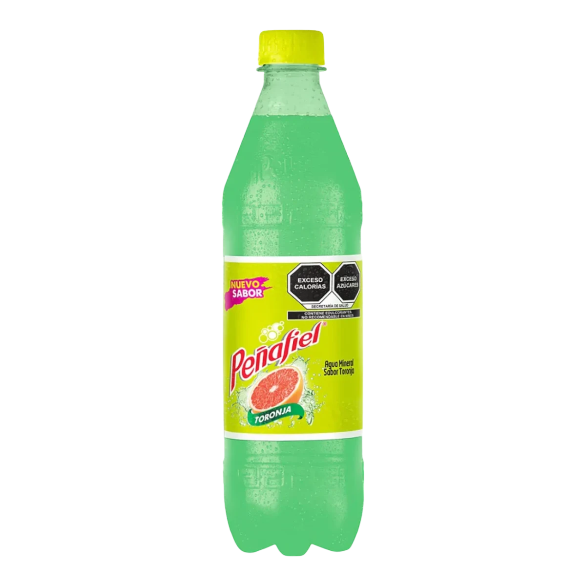 Dulceria 915 Peñafiel Toronja grapefruit soda in a 600ml bottle with a yellow cap. The label features a grapefruit slice and the text "Nuevo Sabor".