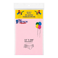 Dulceria 915 pink plastic disposable tablecloth in packaging, measuring 54 by 108 inches for party table decoration.