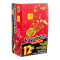 Dulceria 915 De La Rosa Pulparindots Extra Spicy tamarind candy box with 12 packets, coated in chili powder.