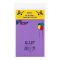 Dulceria 915 purple plastic tablecloth in packaging, 54 by 108 inches, perfect for party table protection.