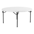 Dulceria 915 60 inch round white folding table with grey metal legs. Ideal for events and parties.