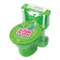 Dulceria 915 Sour Flush green apple flavored candy plunger with sour powder dip in a toilet-shaped container.