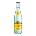 Dulceria 915 Topo Chico sparkling mineral water in a clear glass bottle with yellow and red label.