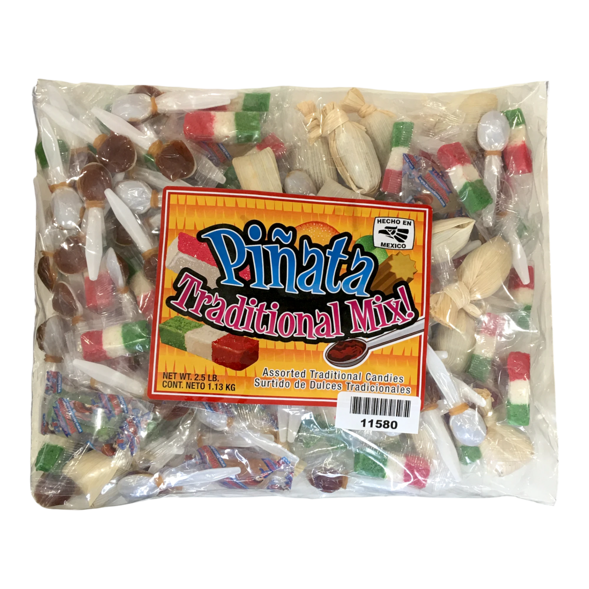 Dulceria 915 Traditional Mexican Candy Mix, 2.5 lbs bag with assorted classic favorites like Tricoco bars and tamarindo spoons.