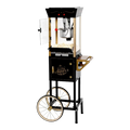 Dulceria 915 vintage popcorn machine stand with 8oz kettle, pops up to 32 cups. Black and gold.