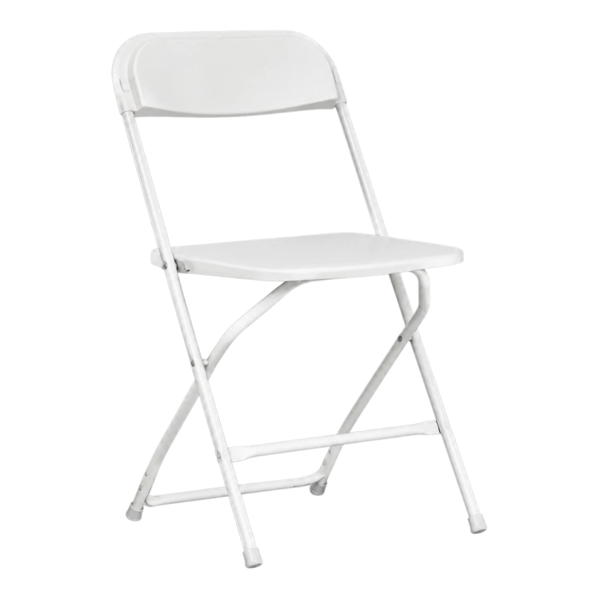 Dulceria 915 white plastic folding chair with contoured seat and drainage holes.